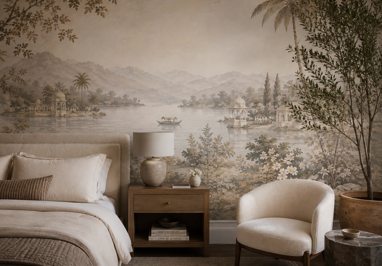 Room render — full-bleed, mural at wall scale